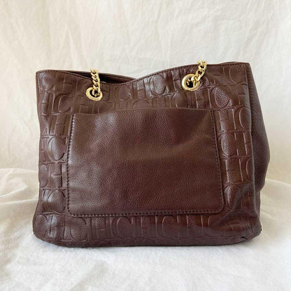 Carolina Herrera Brown Monogram leather Audrey Medium bag