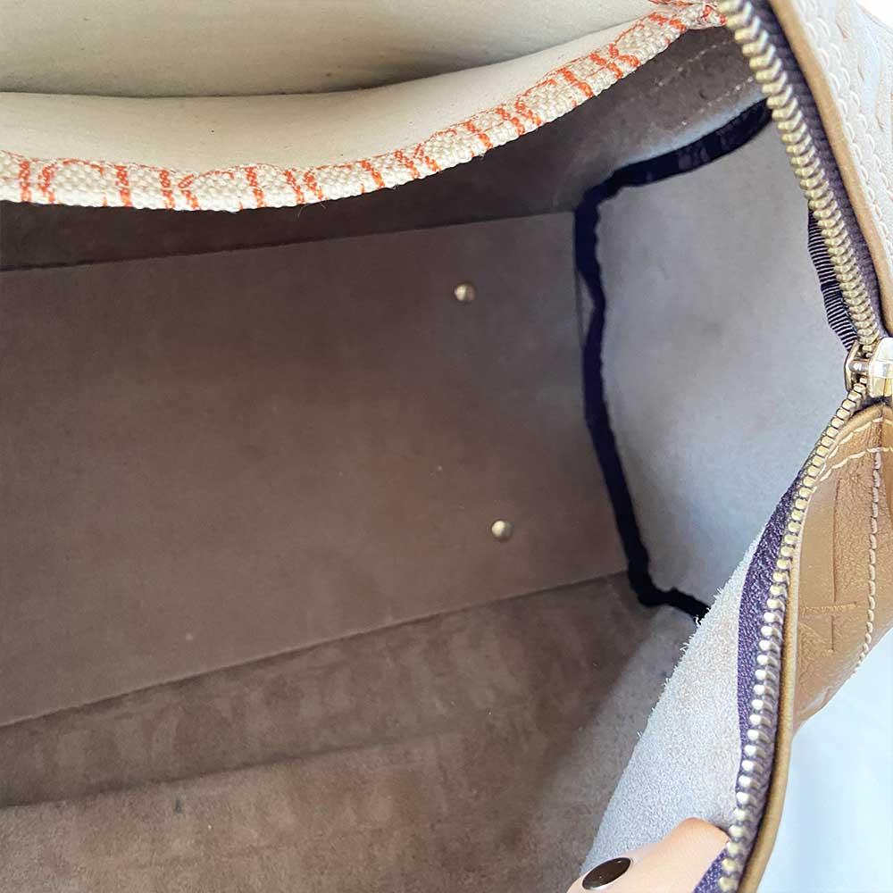 Carolina Herrera Gold Monogram Leather Andy Boston Bag