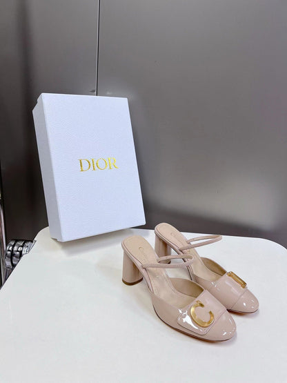 Dior Women C’est Dior Heeled Slide Nude Patent Calfskin