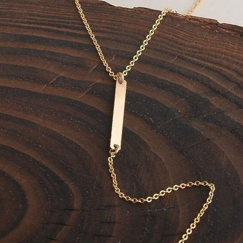 metal bar geometric triangle tassel pendant necklace