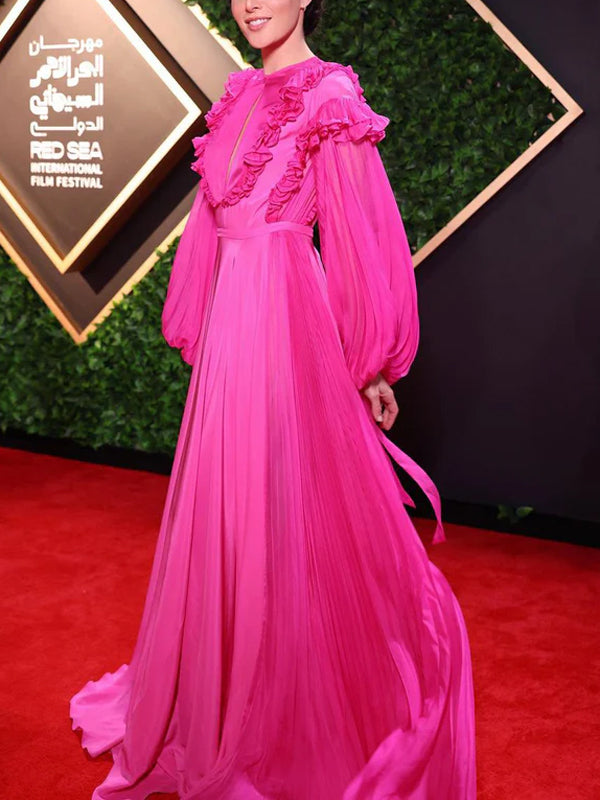 Solid Color Chiffon Maxi Dress