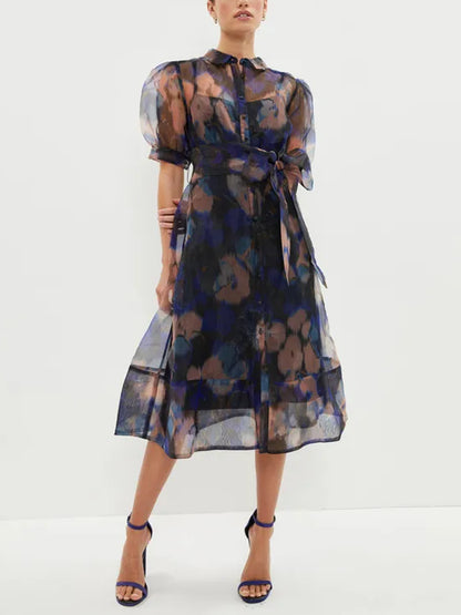 Organza Puff Sleeves Women's Dress