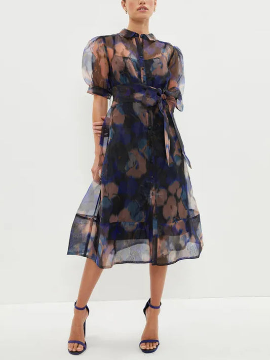 Organza Puff Sleeves Women's Dress