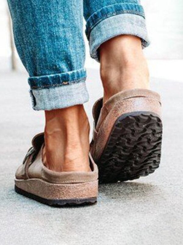 Women's casual suede all-match half-pull bean shoes