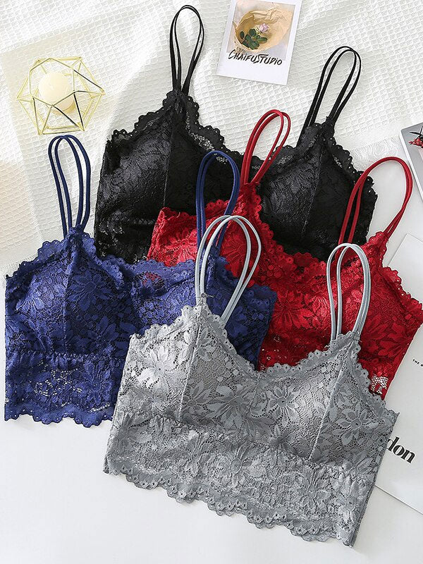 Anti-flight lace back halter bra