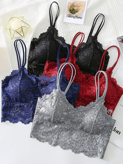Anti-flight lace back halter bra