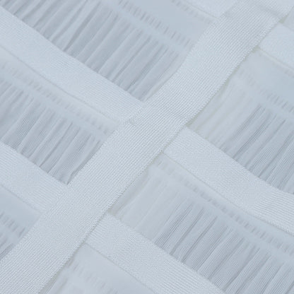 loveedsTM-Hollow Fringe White Sleeveless One-piece Dress Summer Party Gathering Dresses