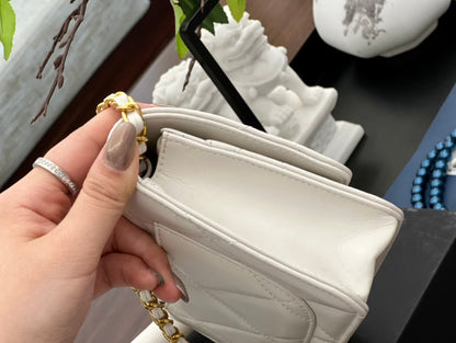 Chanel Mini Flap Bag Calfskin & Gold-Tone Metal White
