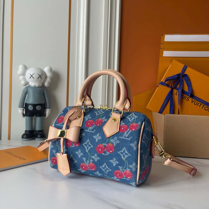 LOUIS VUITTON X TAKASHI MURAKAMI SPEEDY BANDOULIÈRE 20 MONOGRAM DENIM BLUE 20CM