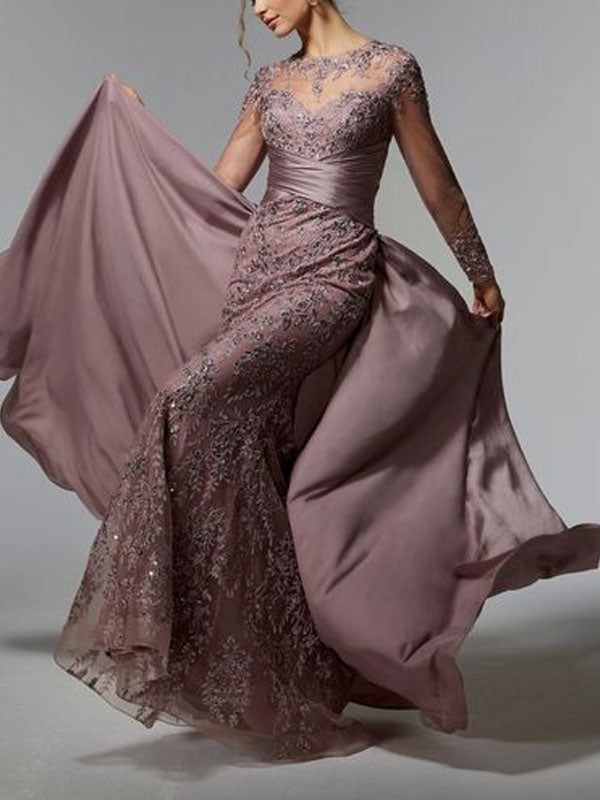 Flowy Lace Satin Women's Dress