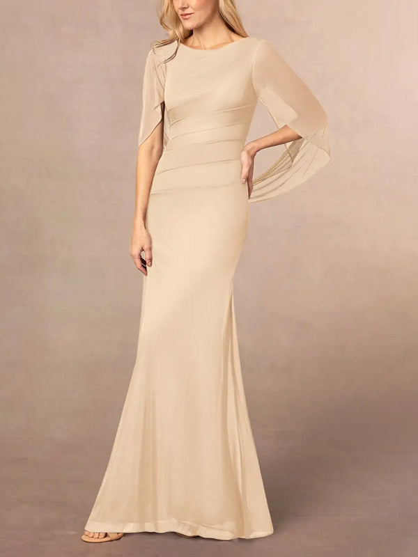 Mermaid Scoop Pleated Mesh Dress