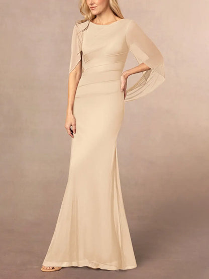 Mermaid Scoop Pleated Mesh Dress