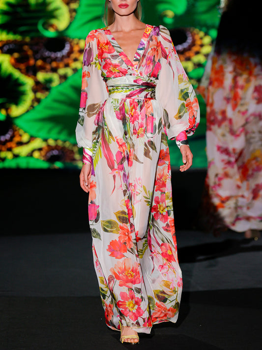 Elegant Floral Catwalk Women's Dress