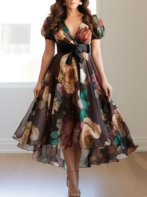 Chiffon Temperament Floral Party Ladies Dress