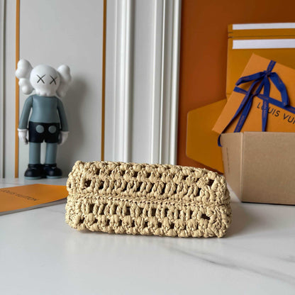 LOUIS VUITTON HILLS POCHETTE RAFFIA NATURAL TAN 18CM M14304