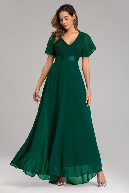 loveedsTM- Evening Dresses Elegant V-Neck Ruffles Chiffon Formal Evening Gown  Robe Vestidos De fiesta Dress for Wedding Party