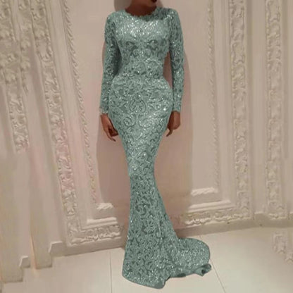 loveedsTM- Long Sleeve Sequin Sexy Evening Dress