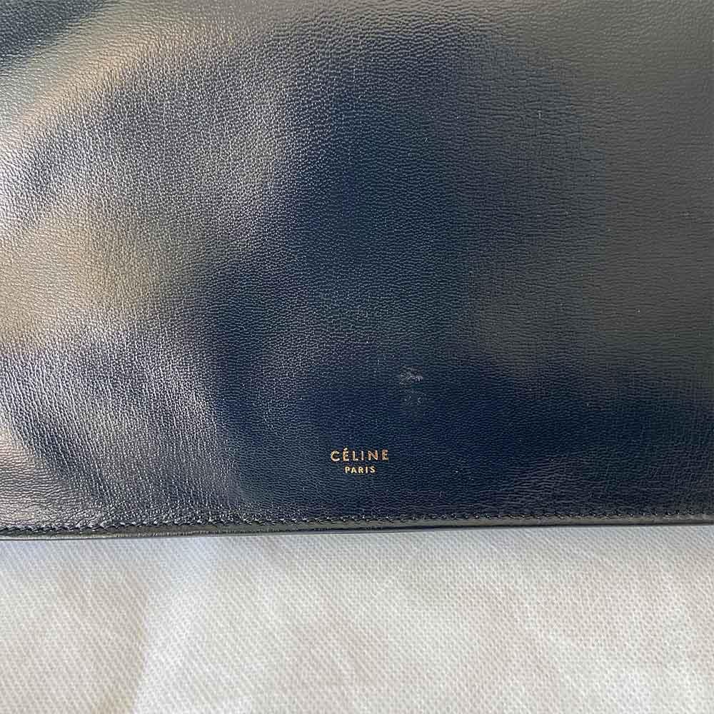 Celine Black Leather Medium Clasp Top Handle Bag
