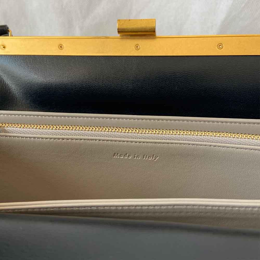 Celine Black Leather Medium Clasp Top Handle Bag