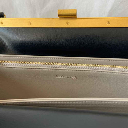 Celine Black Leather Medium Clasp Top Handle Bag