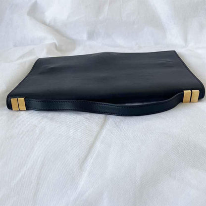 Celine Black Leather Top Handle Clutch