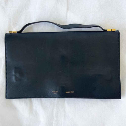 Celine Black Leather Top Handle Clutch