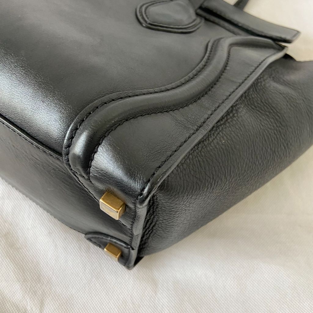 Celine black luggage micro tote bag