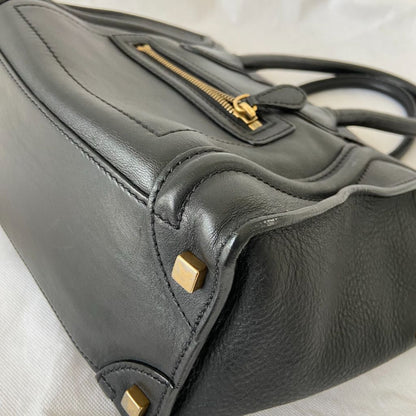 Celine black luggage micro tote bag