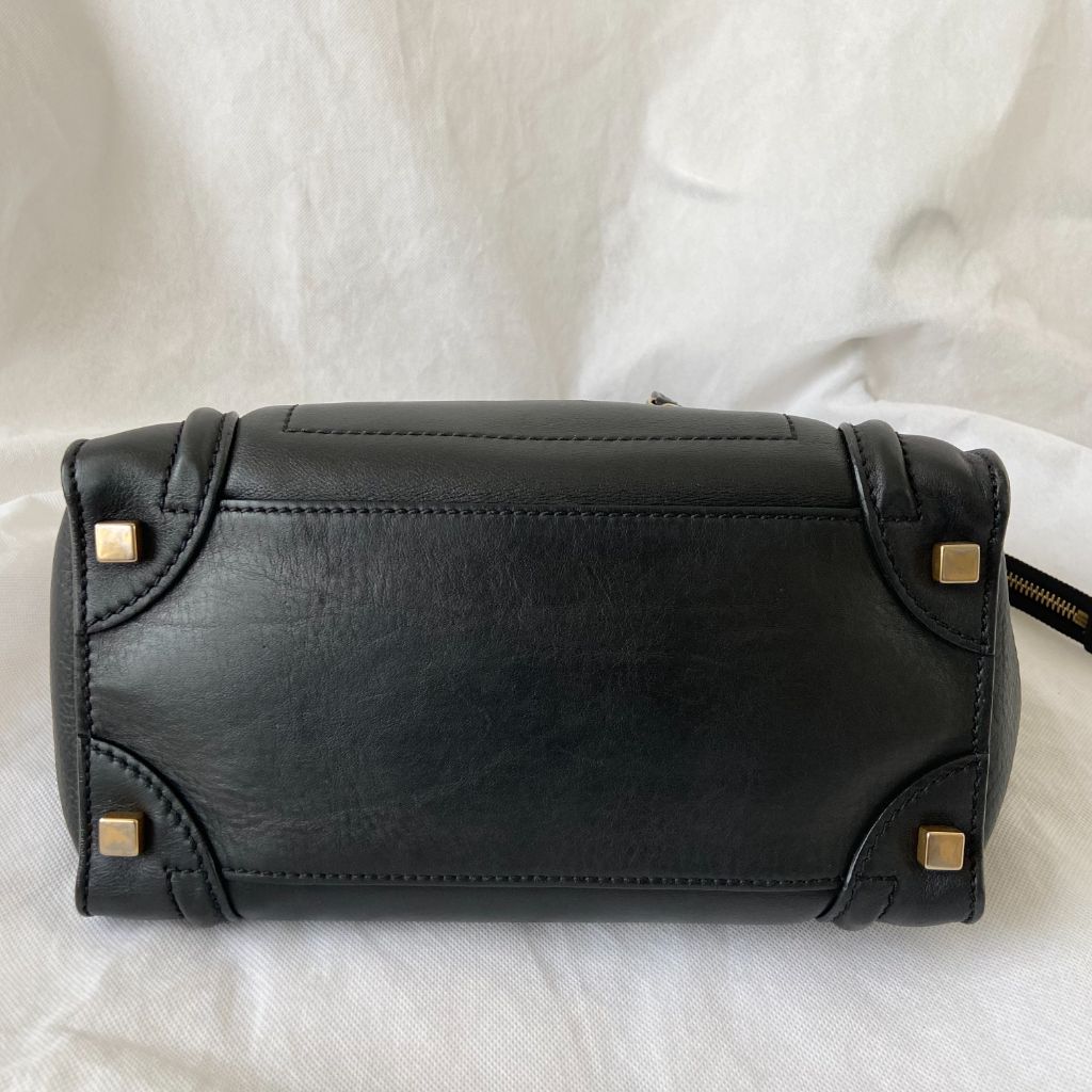 Celine black luggage micro tote bag