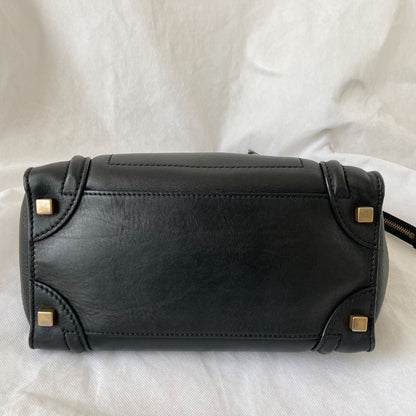 Celine black luggage micro tote bag