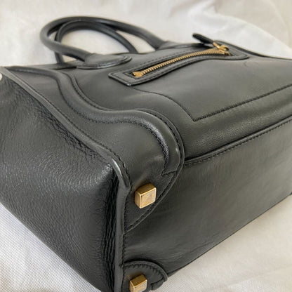 Celine black luggage micro tote bag