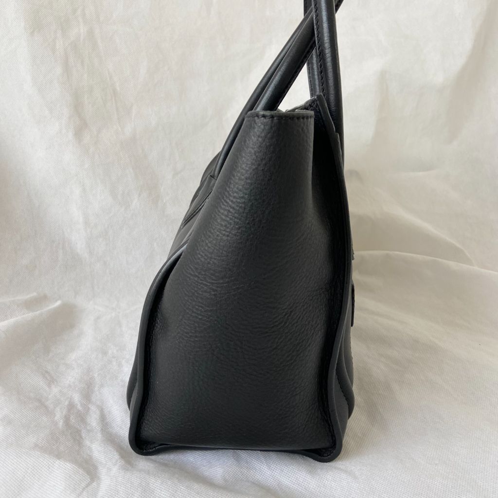 Celine black luggage micro tote bag