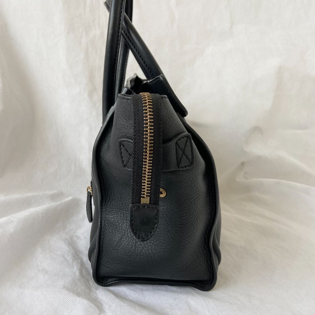 Celine black luggage micro tote bag