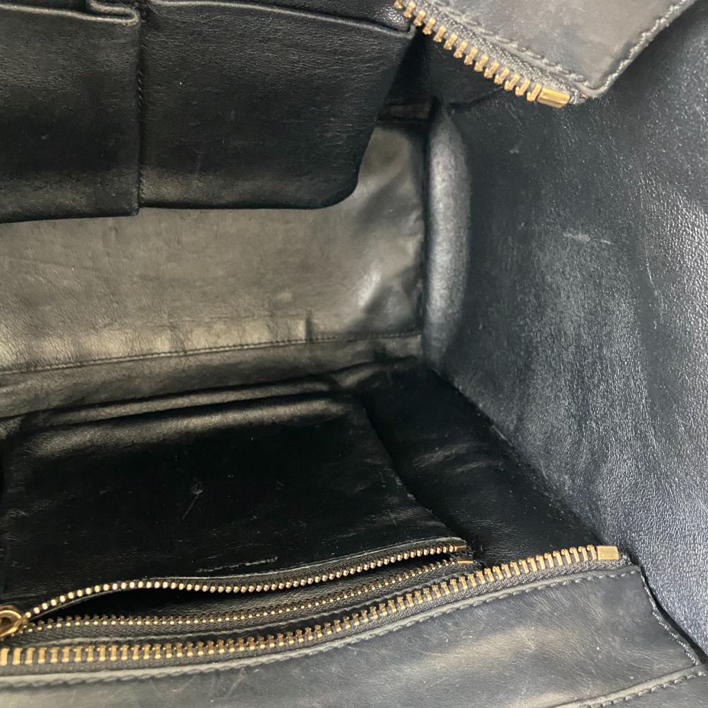 Celine black luggage micro tote bag