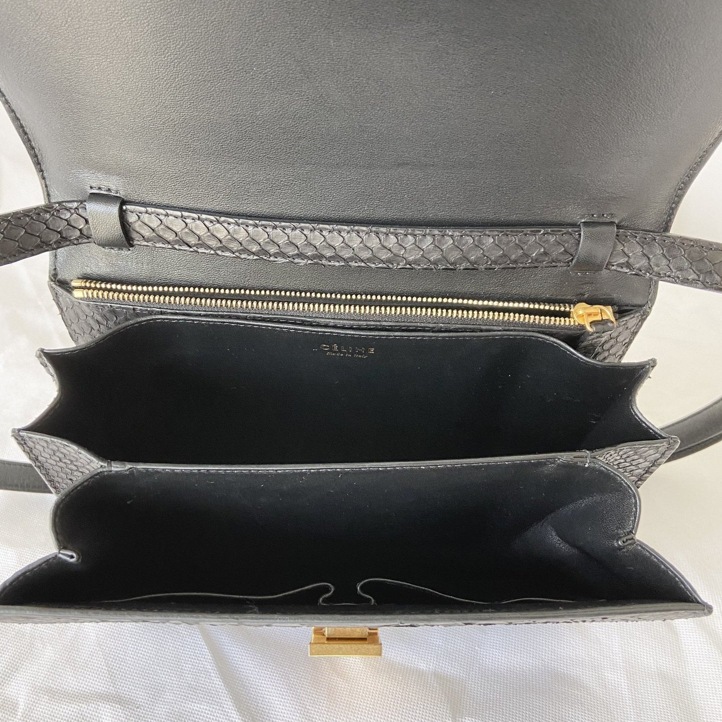 Celine Black Python Medium Classic Box Shoulder Bag
