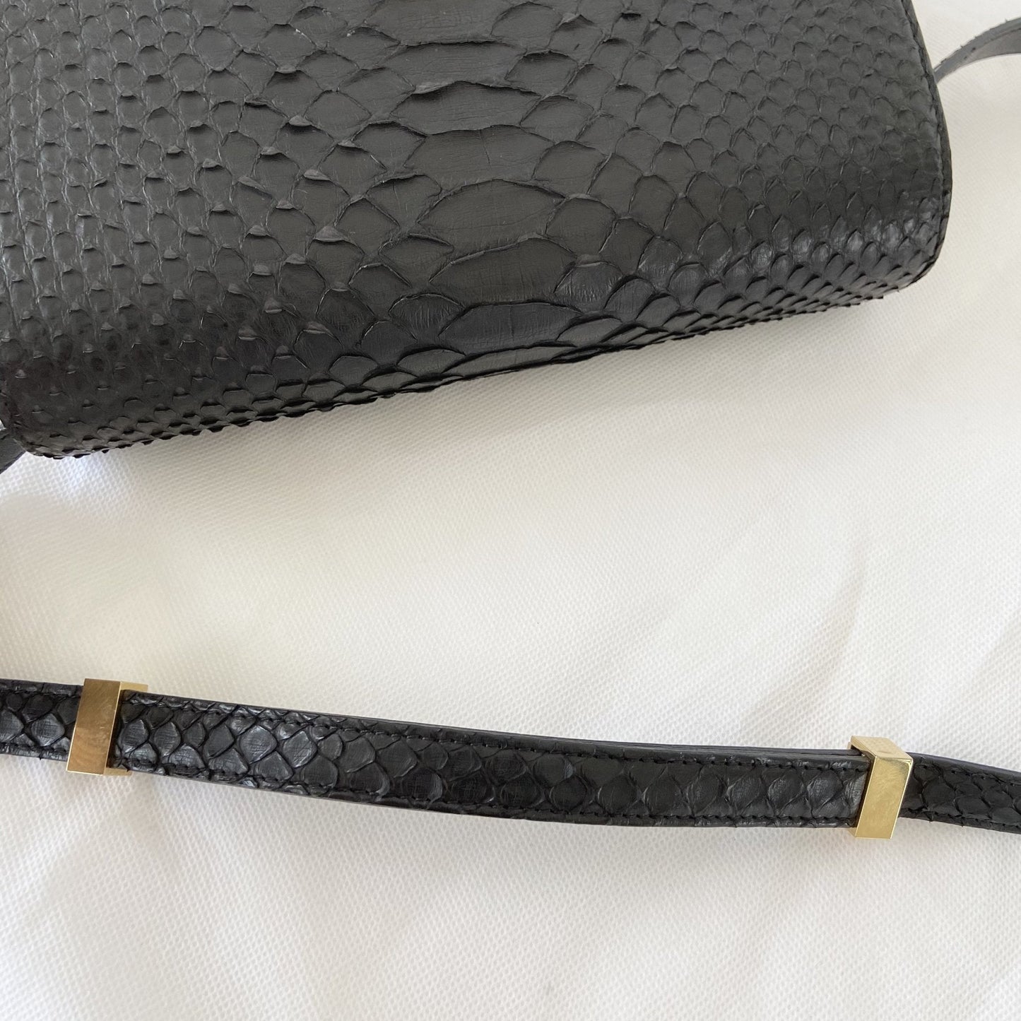 Celine Black Python Medium Classic Box Shoulder Bag