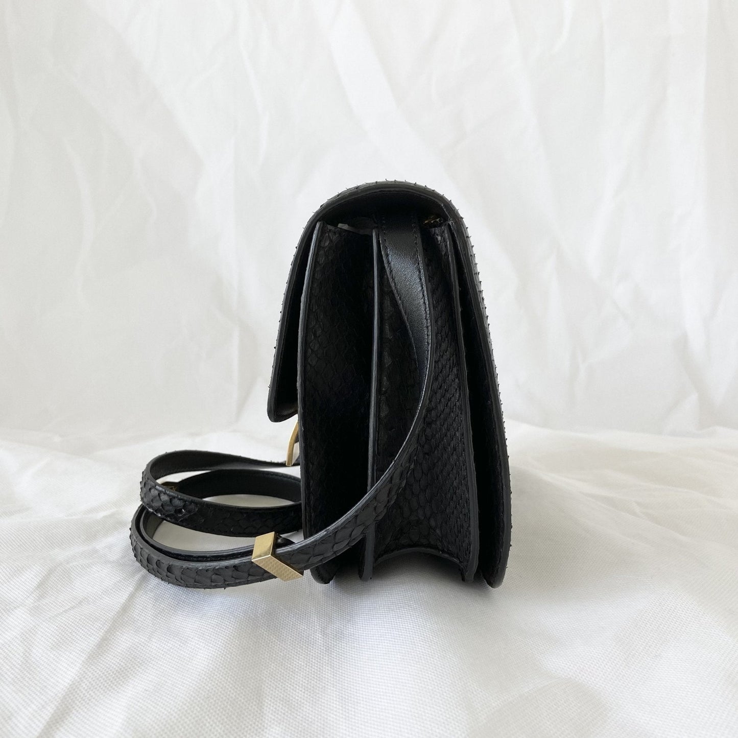 Celine Black Python Medium Classic Box Shoulder Bag