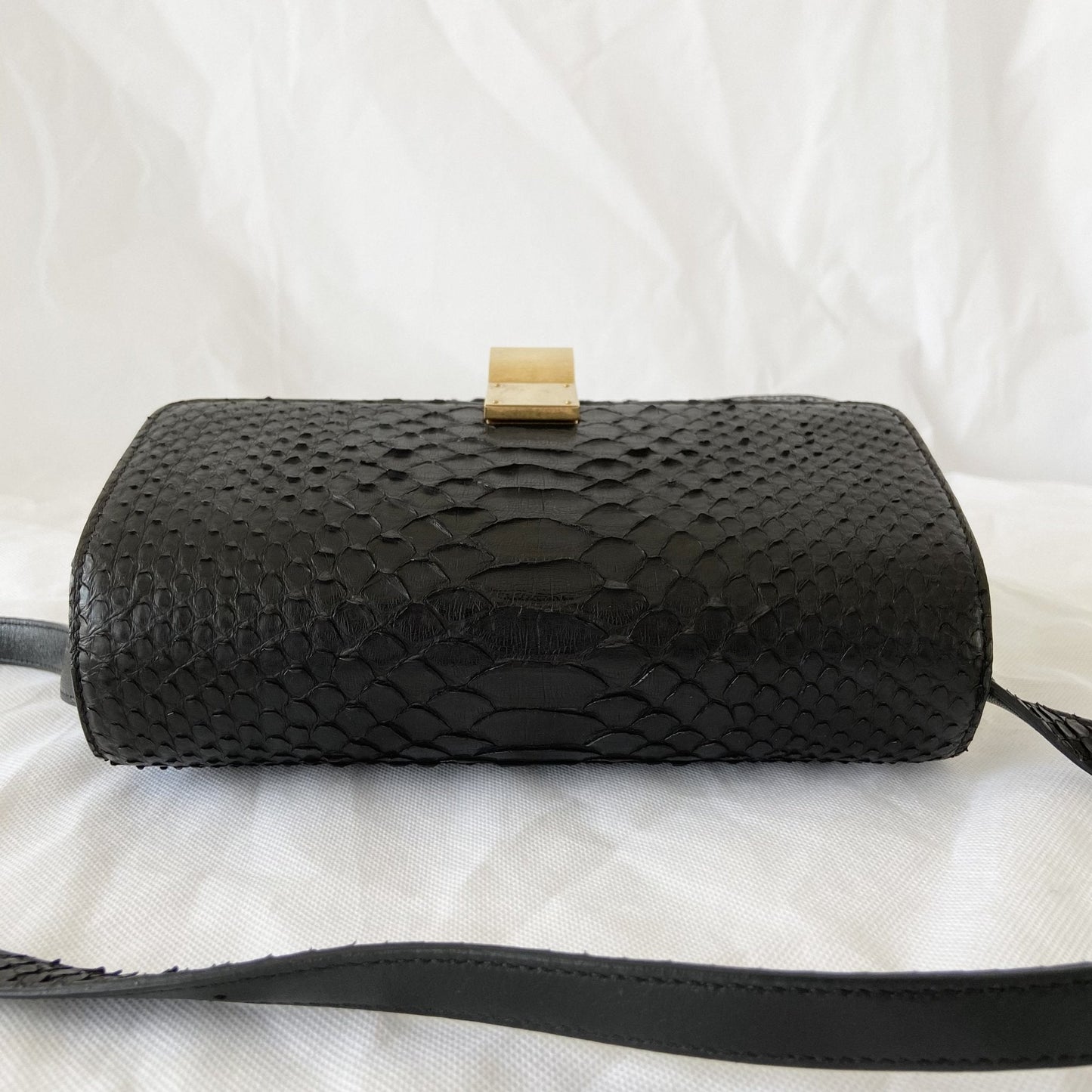 Celine Black Python Medium Classic Box Shoulder Bag