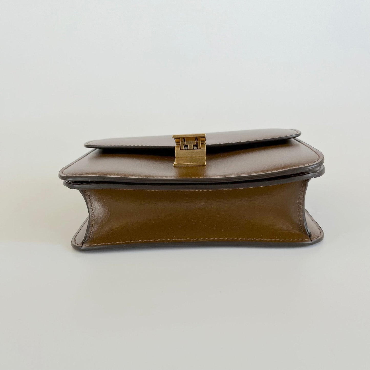 Celine brown leather teen box bag with detachable strap