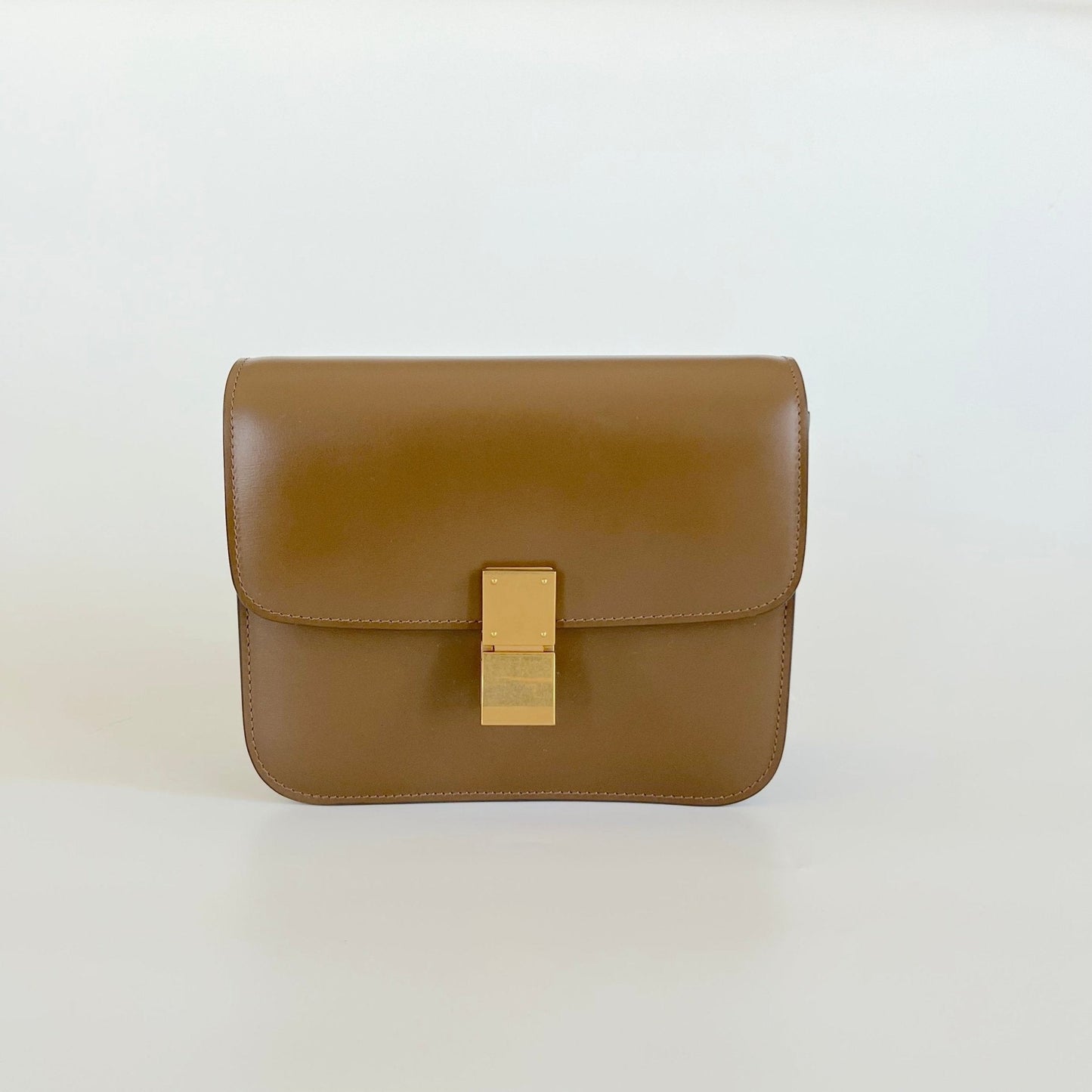 Celine brown leather teen box bag with detachable strap