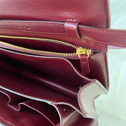 Celine Burgundy Leather Medium Classic Box Shoulder Flap Bag