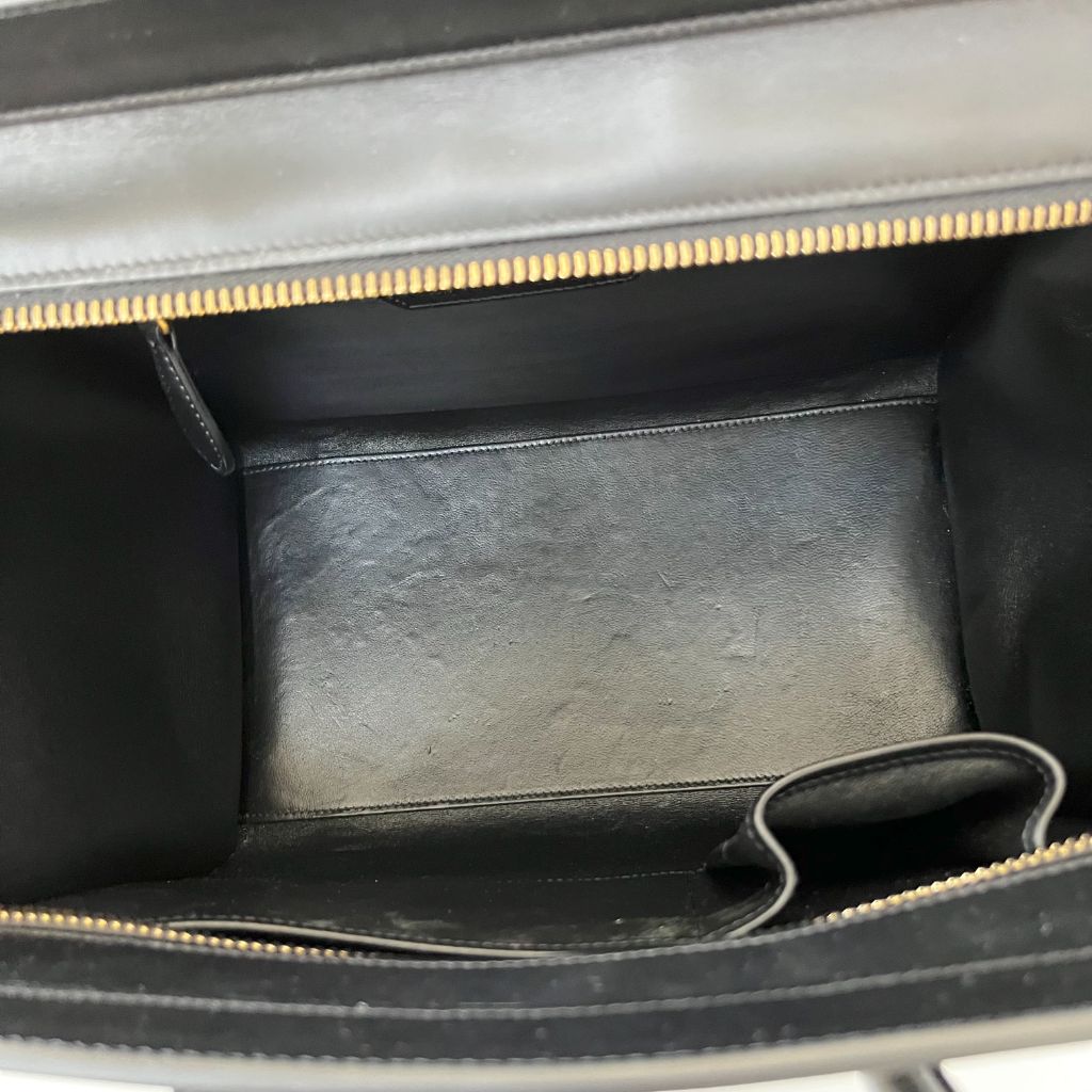 Celine Cream and Black Canvas and Leather Mini Luggage Tote