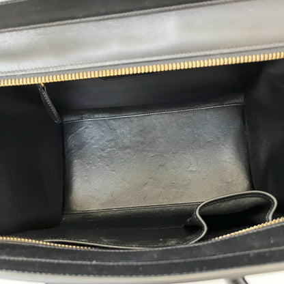 Celine Cream and Black Canvas and Leather Mini Luggage Tote