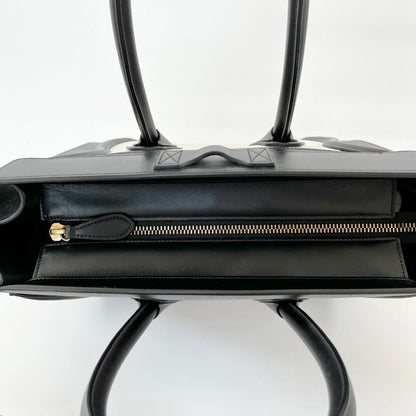 Celine Cream and Black Canvas and Leather Mini Luggage Tote