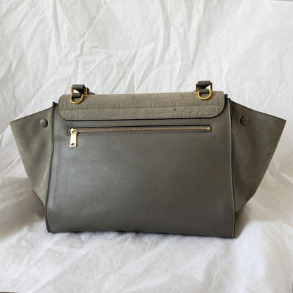 Celine Grey Croc Embossed Medium Trapeze Top Handle Bag
