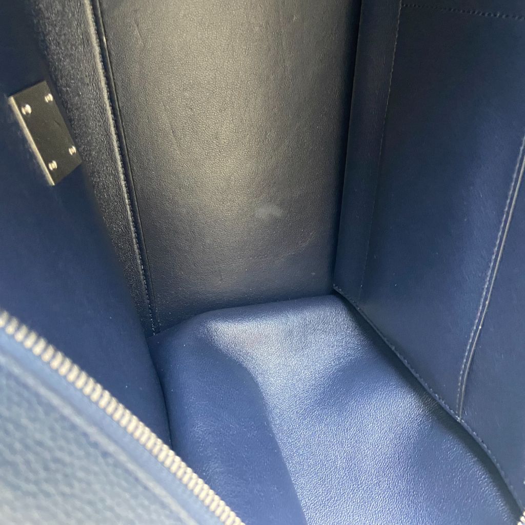 Céline Navy Blue Suede and Leather Medium Trapeze Top Handle Bag