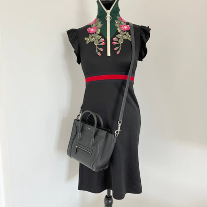 Celine textured black leather nano luggage bag with strap