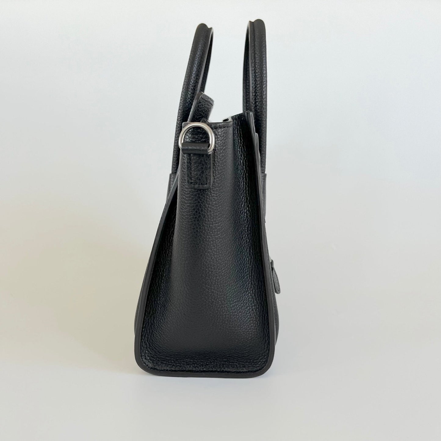 Celine textured black leather nano luggage bag with strap