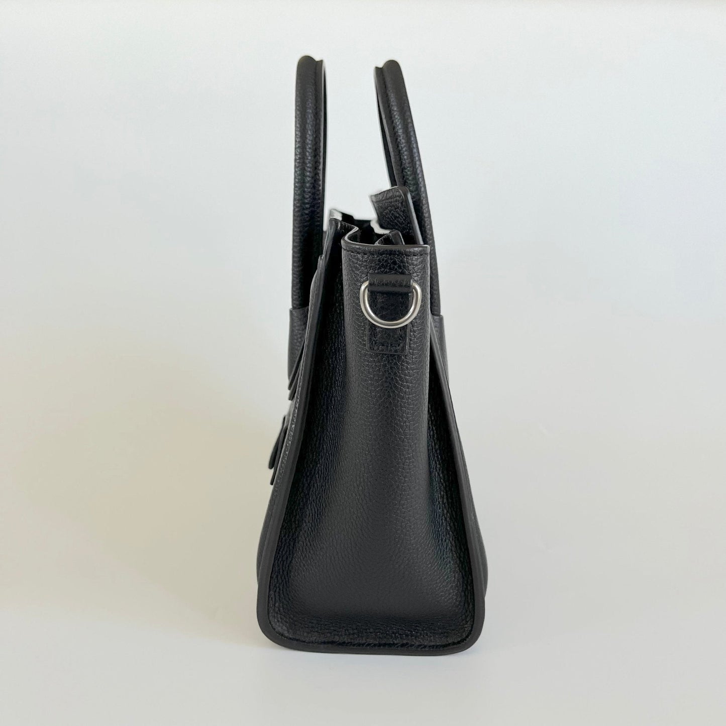 Celine textured black leather nano luggage bag with strap