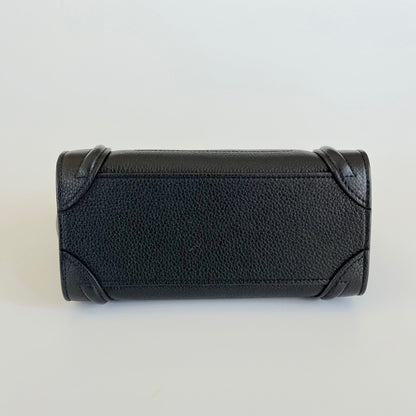 Celine textured black leather nano luggage bag with strap